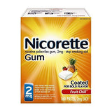 Nicorette Nicotine Gum Fruit Chill 2 milligram Stop Smoking Aid 160 count NEW!
