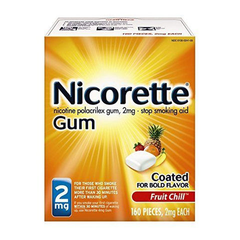 Nicorette Nicotine Gum Fruit Chill 2 milligram Stop Smoking Aid 160 count NEW!